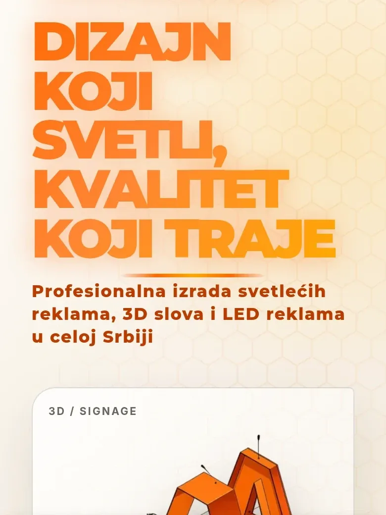 Početni ekran sajta 3D Art Kragujevac na telefonu