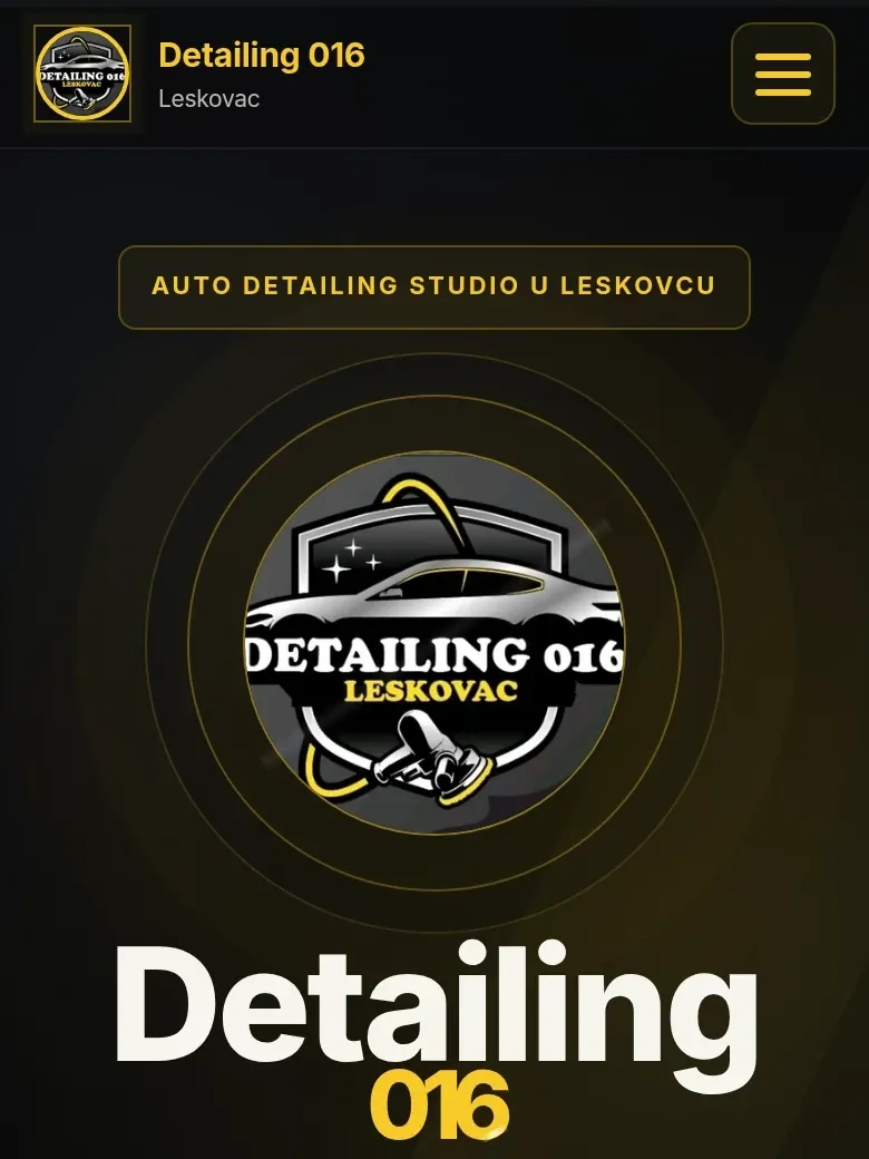 Početni ekran sajta Detailing 016 na telefonu